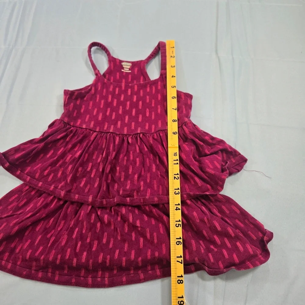 Old Navy Girls Tiered Sundress 4T Maroon Red Dash Smocked Sleeveless Knit Dress